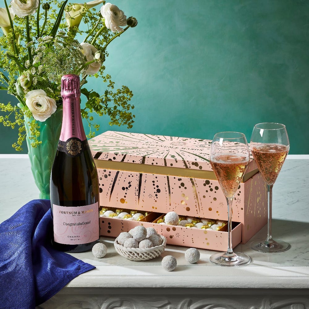 Personalised Rose Champagne Chocolates Gift Box