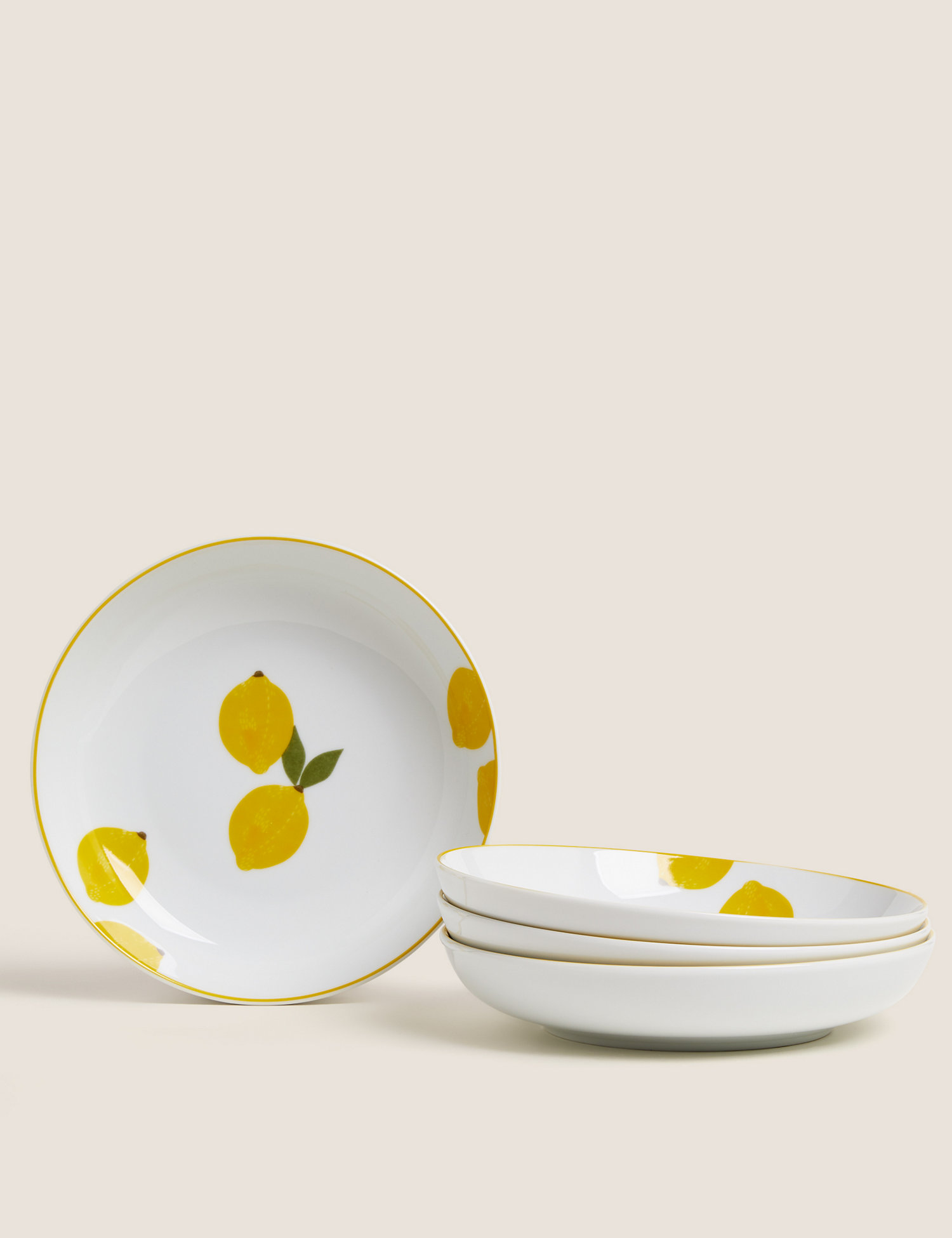 Set Of 4 Lemon Pasta Bowls