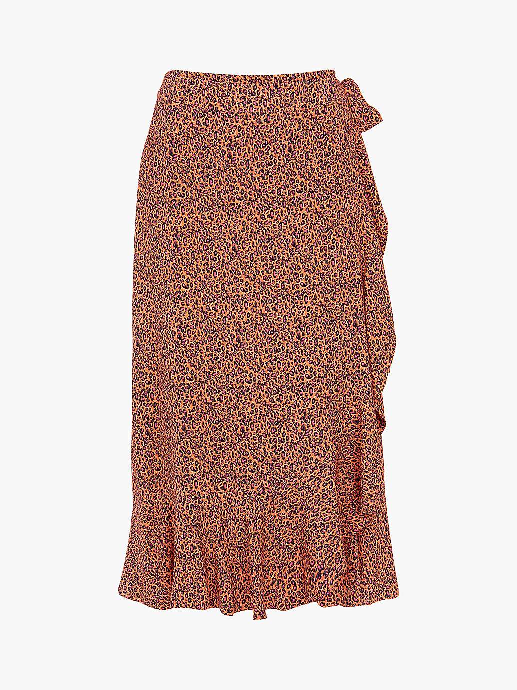 Mint Velvet Ella Leopard Print Midi Skirt, Orange