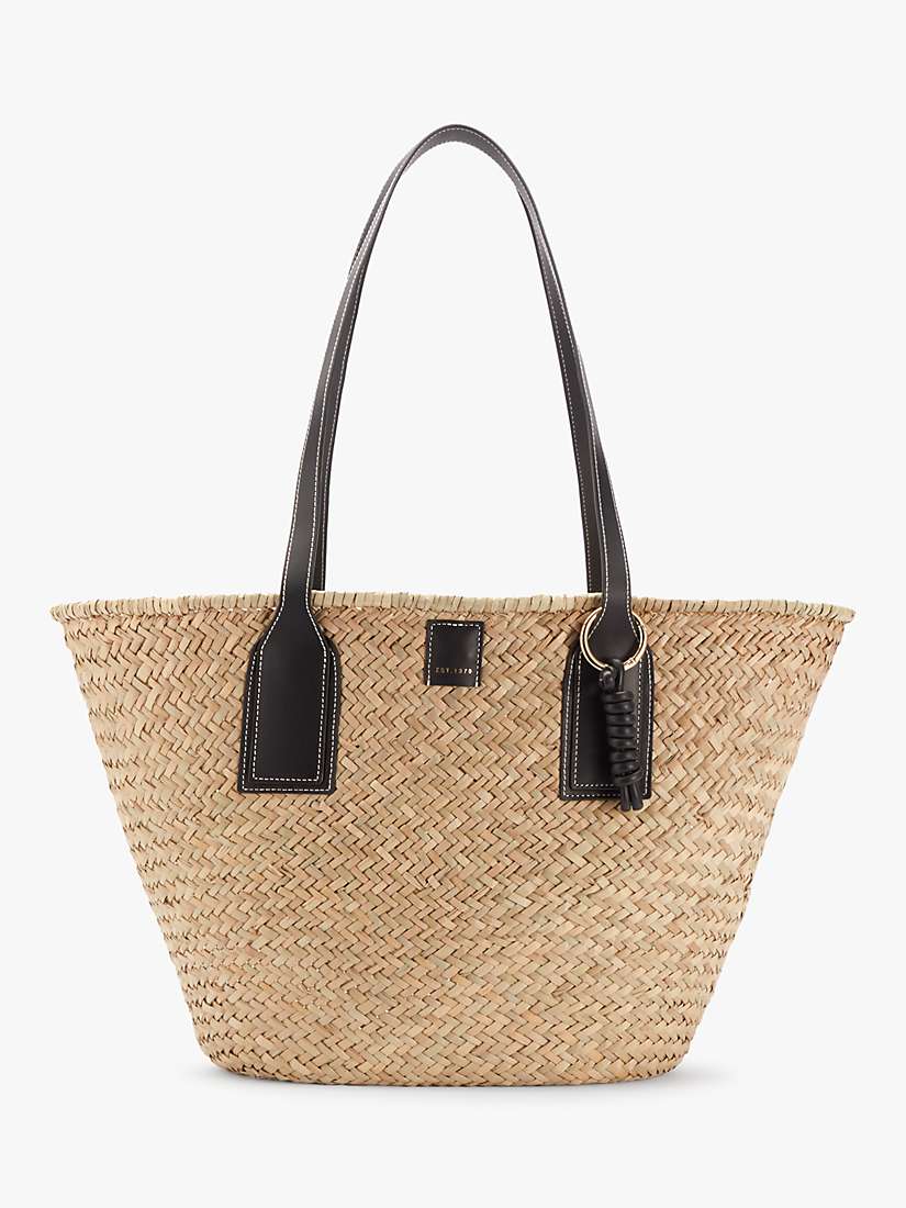Chiltern Extra Large Straw Shoulder Bag, Black