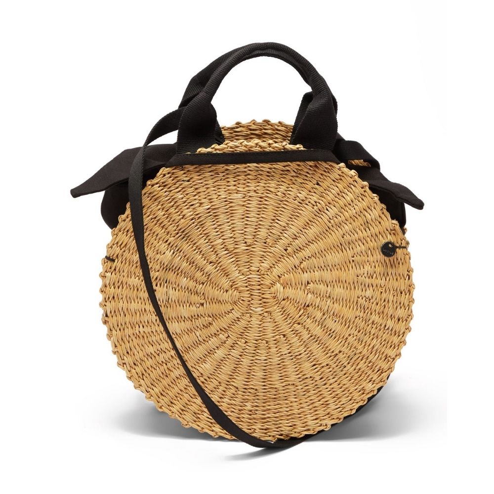 Rosa G Round Straw Basket Bag