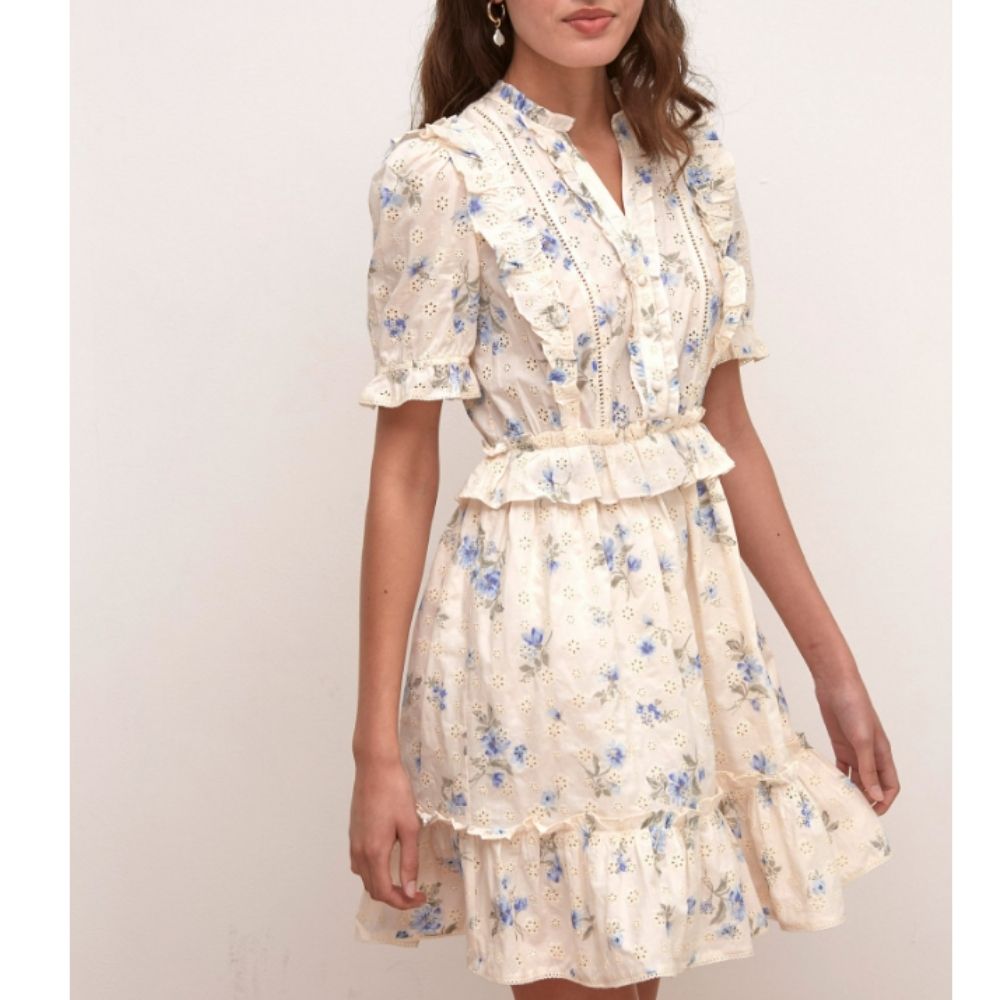 Pure Cotton Floral Broderie Mini Tea Dress
