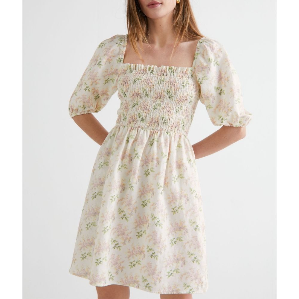 Floral Print Puff Sleeve Mini Dress