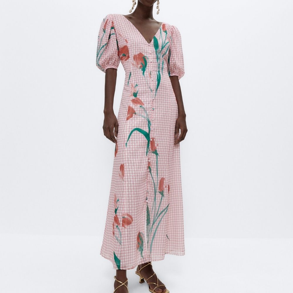 Floral Plumetis Dress