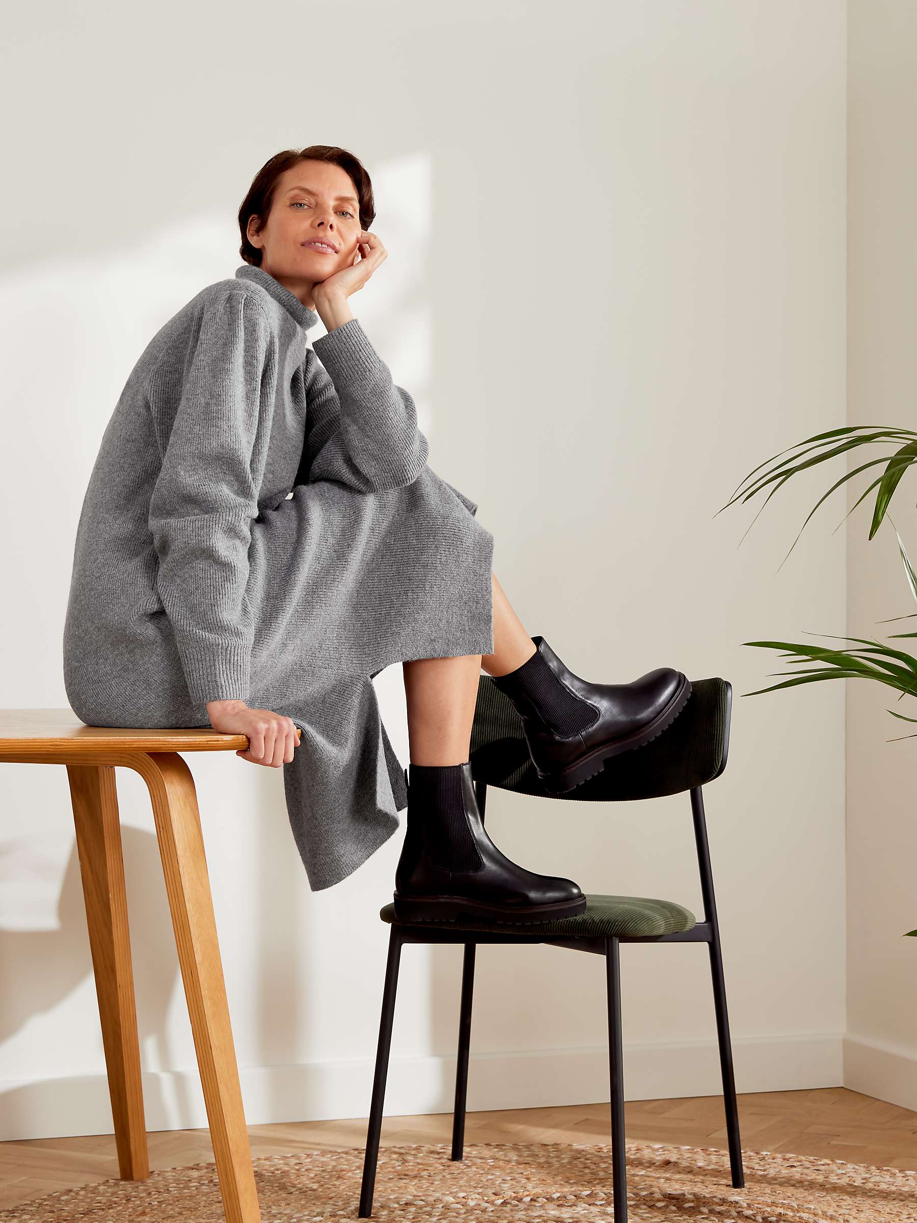 Funnel Neck Knit Jumper Dress