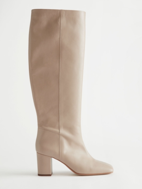 Squared Knee High Leather Boots