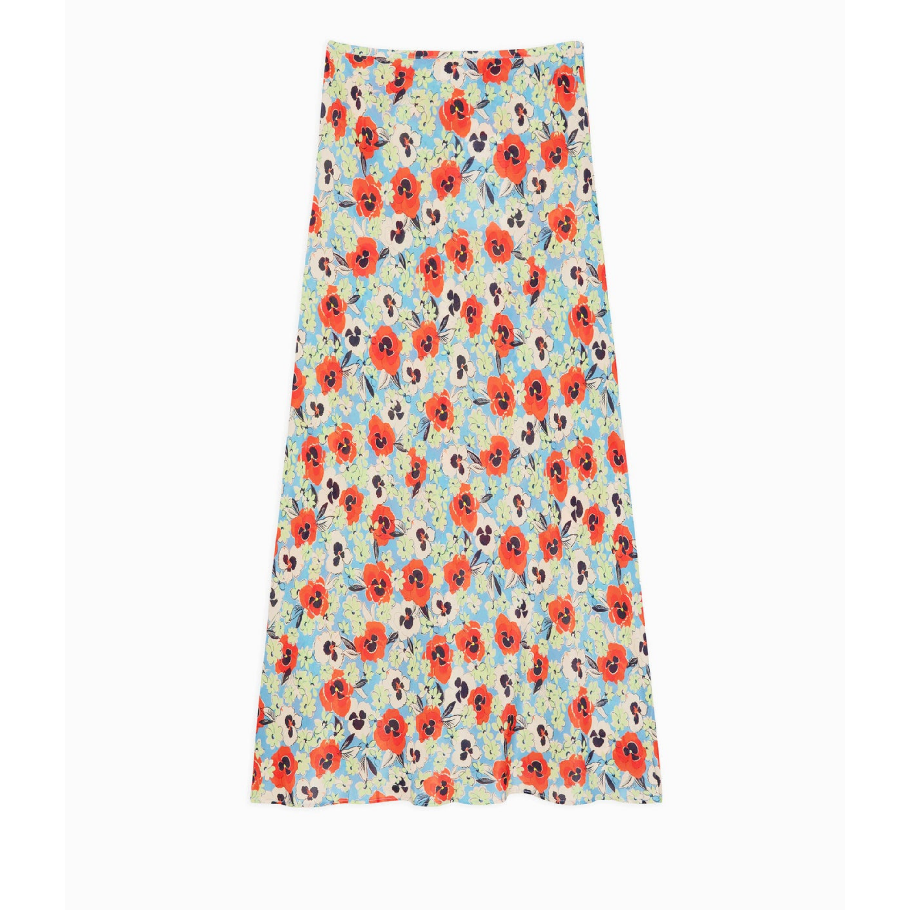 Rixo Kelly Red Pansy Midi Skirt