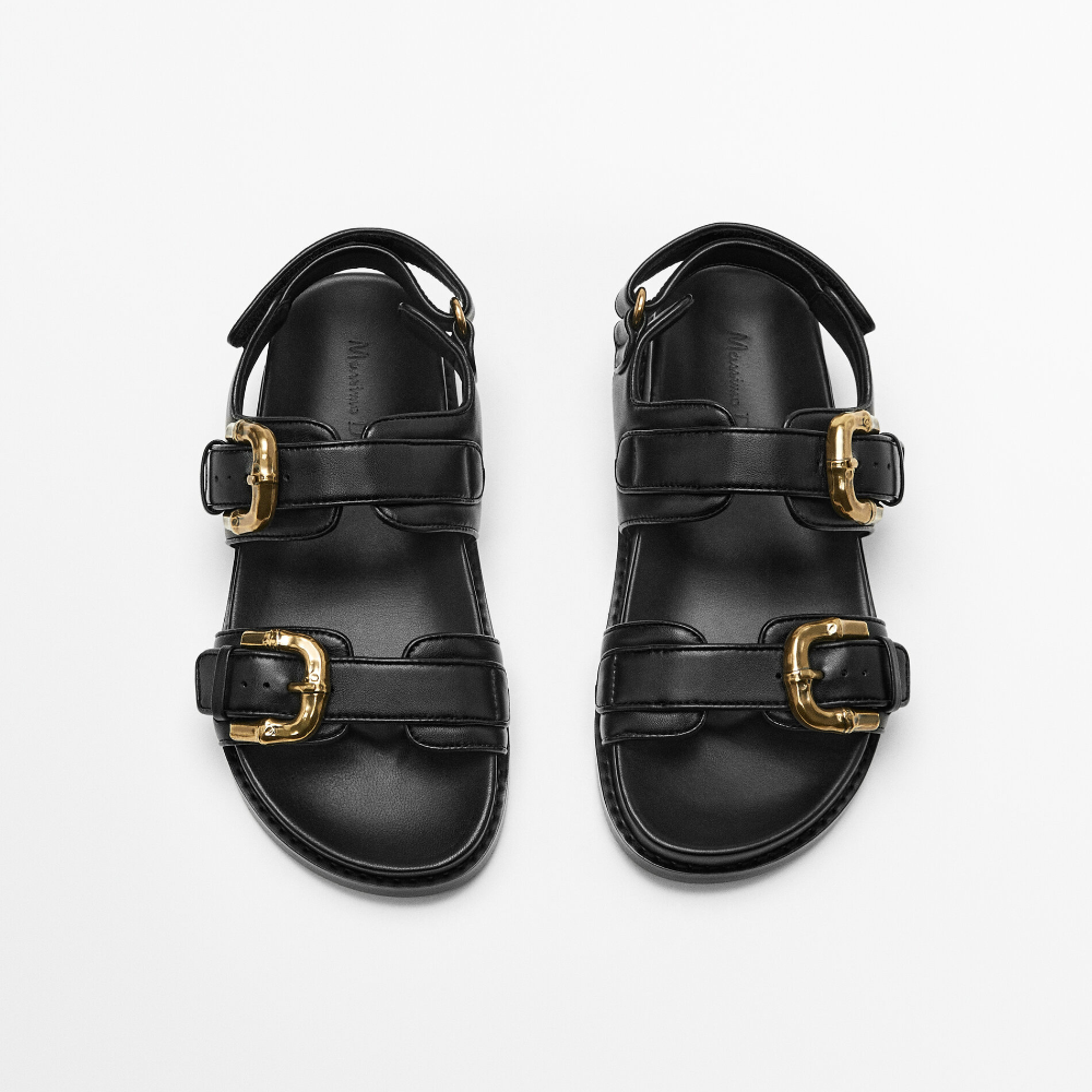 Leather Footbed Sandals With Buckles