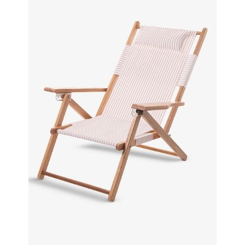 Striped Canvas And Hardwood Beach Chair