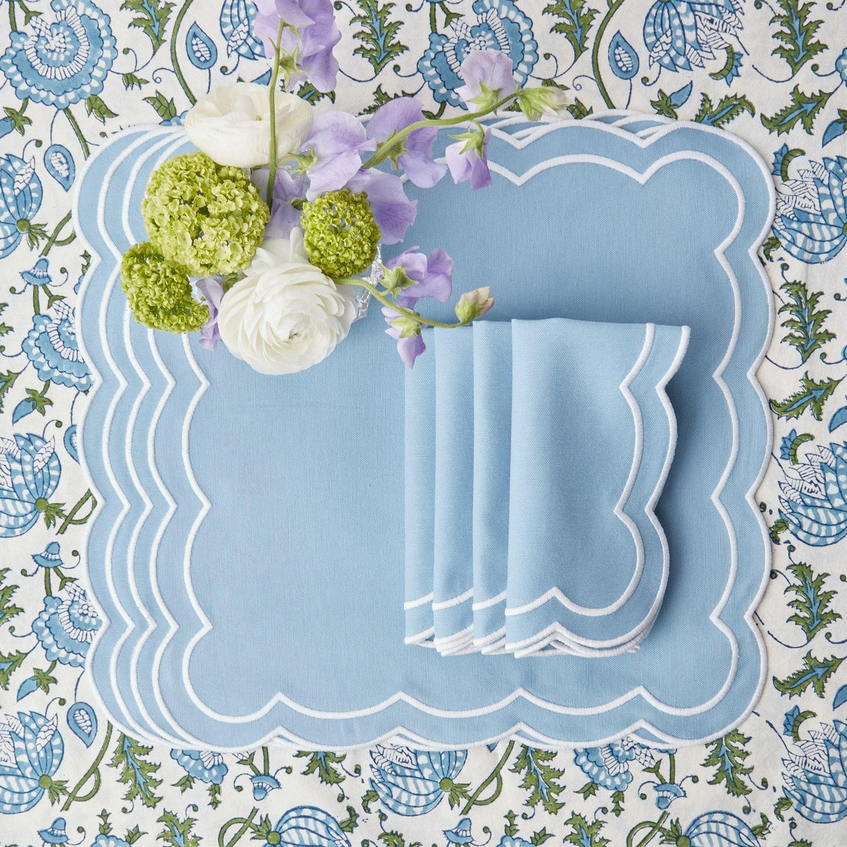 Mrs Alice Betty Blue Embroidered Napkins