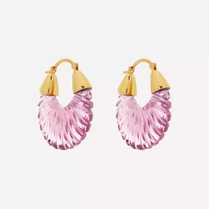 Gold-Plated Etienne Glass Hoop Earrings
