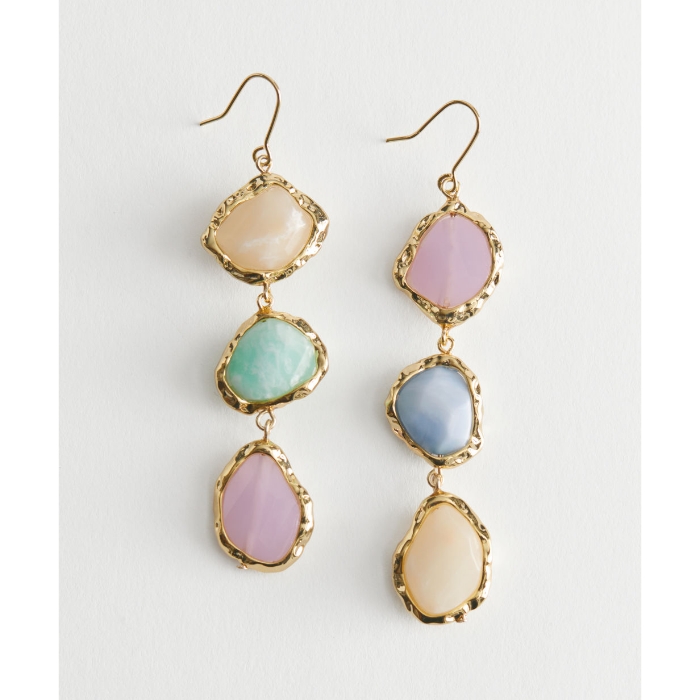 Dangling Gemstone Pendant Earrings
