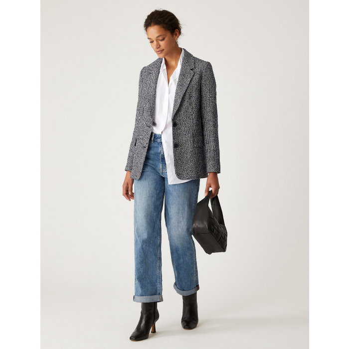 M&S Tweed Relaxed Textured Blazer