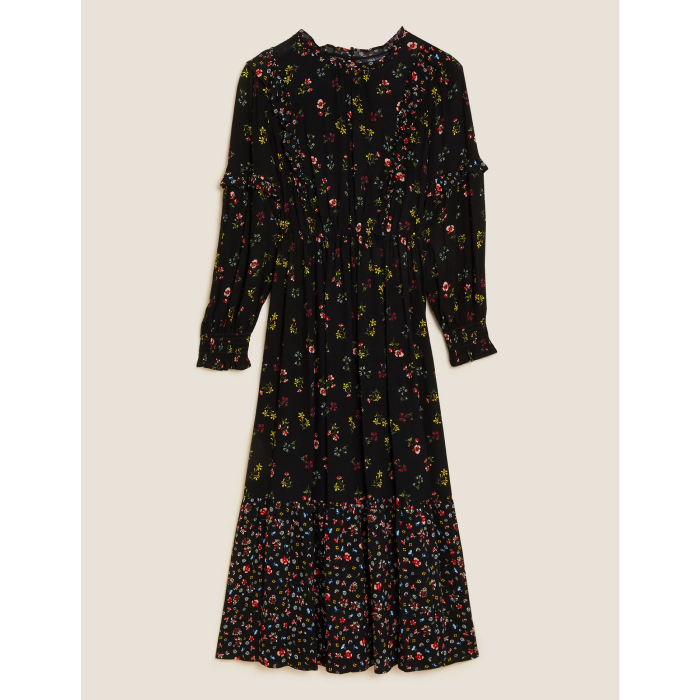 M&S Floral Ruffle Midi Dress