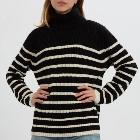 Brandalley Stripe Knit Roll Neck Jumper