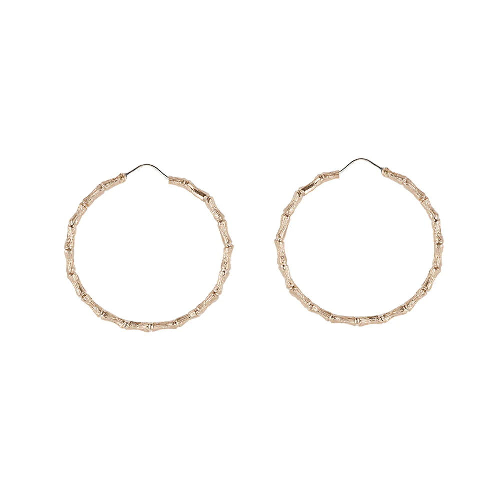 Bernard Delettrez Bronze Bamboo Hoop Earring