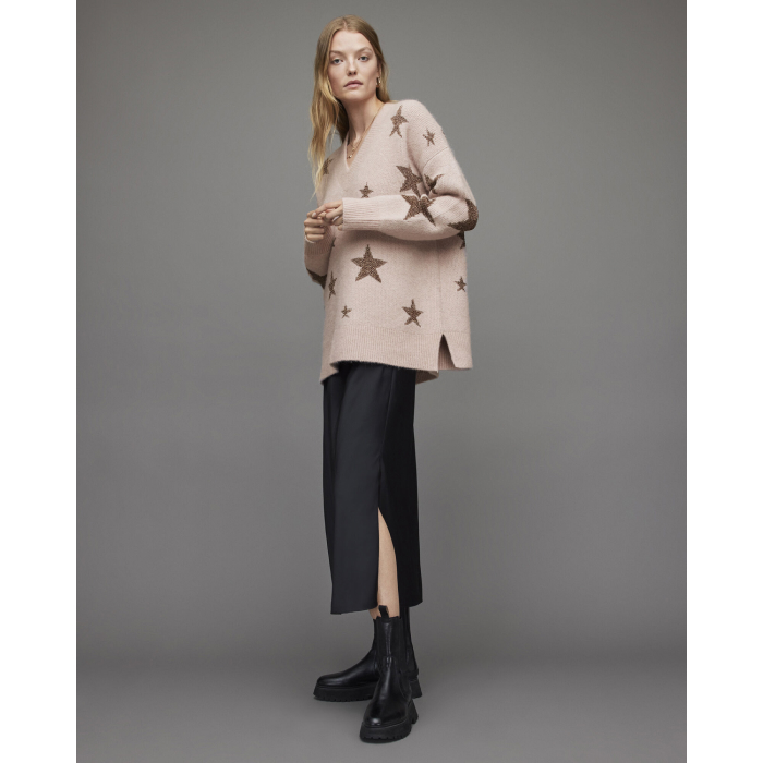 AllSaints Star V Neck Jumper