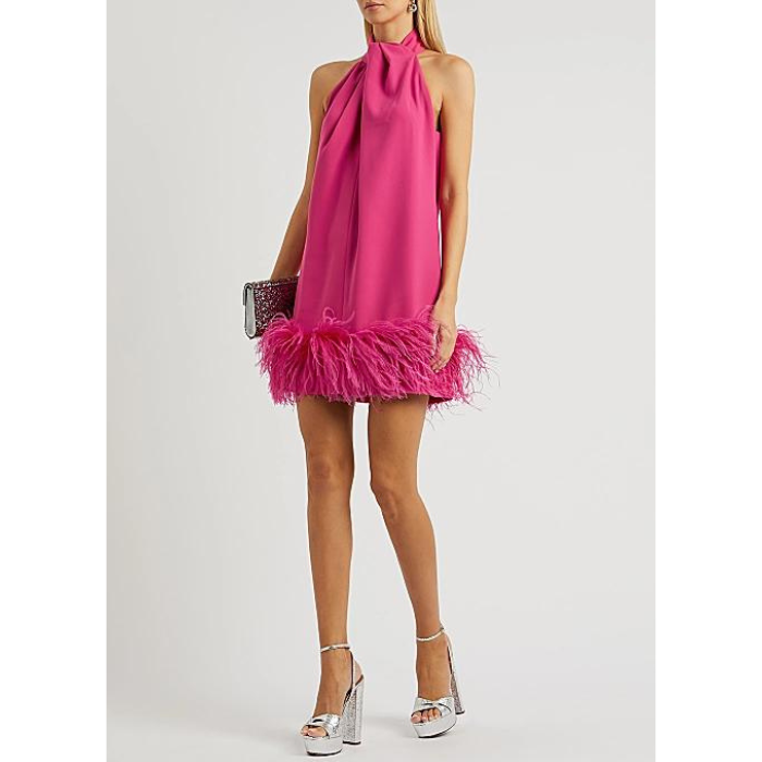 16Arlington Feather-Trimmed Mini Dress