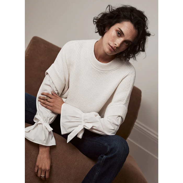 Mini Velvet Cream Layered Shirt Jumper