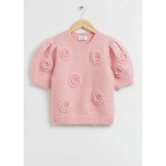 & Other Stories Loose-Fit Rose Knitted Top