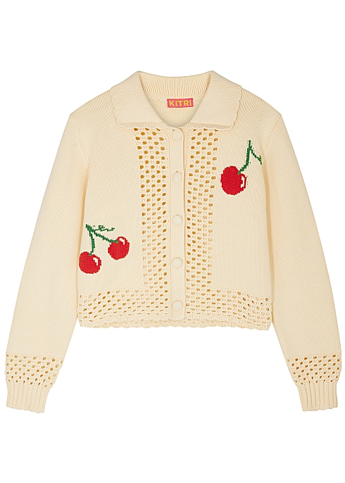 KITRI – Polly Cherry-Intarsia Cotton Cardigan