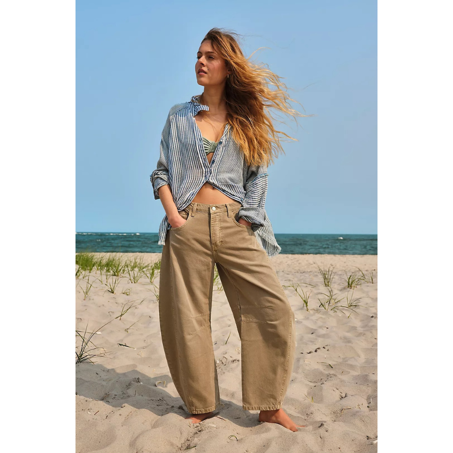 Free People – Lucky You Mid-Rise Barrel Jeans
