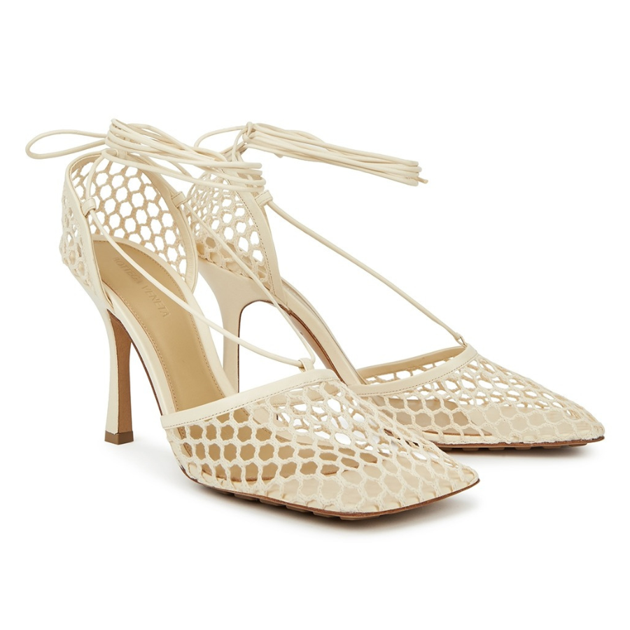 Bottega Veneta – Stretch 90 Ecru Mesh Sandals