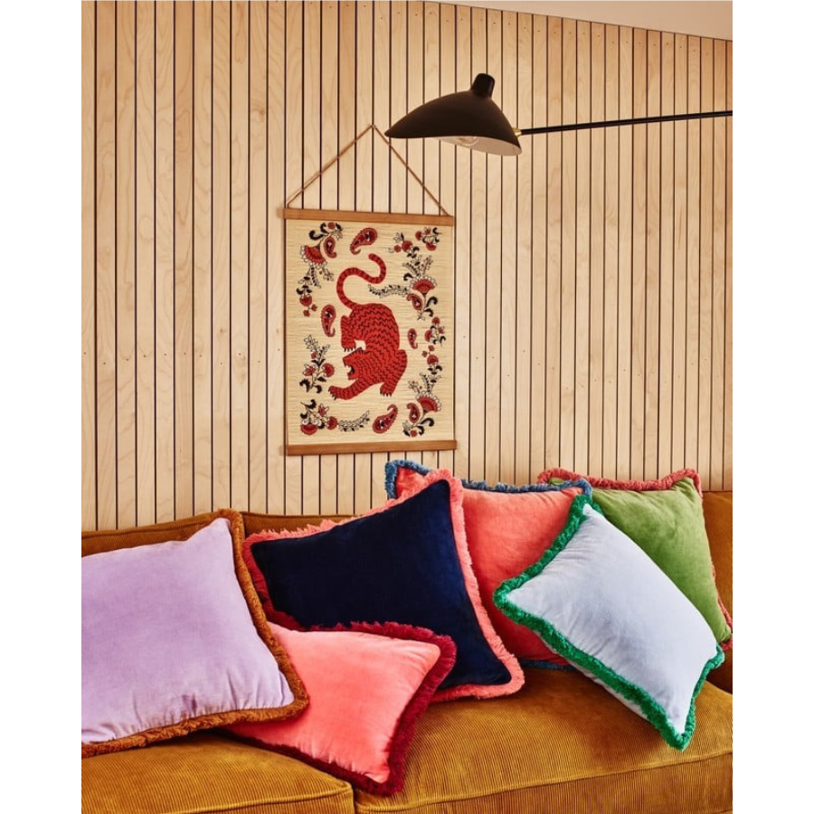 Oliver Bonas – Issey Velvet Fringed Ink Blue Cushion Cover