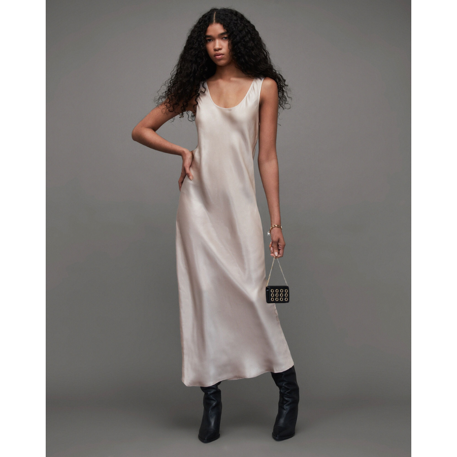 AllSaints – Cody Round Neck Maxi Slip Dress