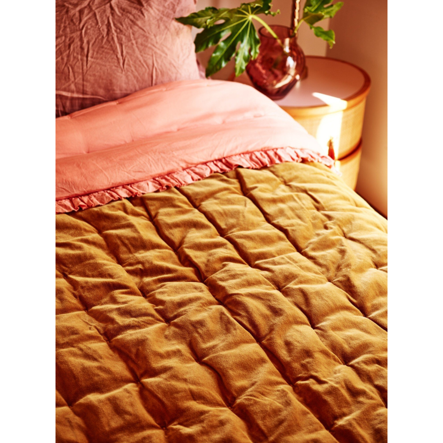 Oliver Bonas – Frill Yellow Cotton Bedspread