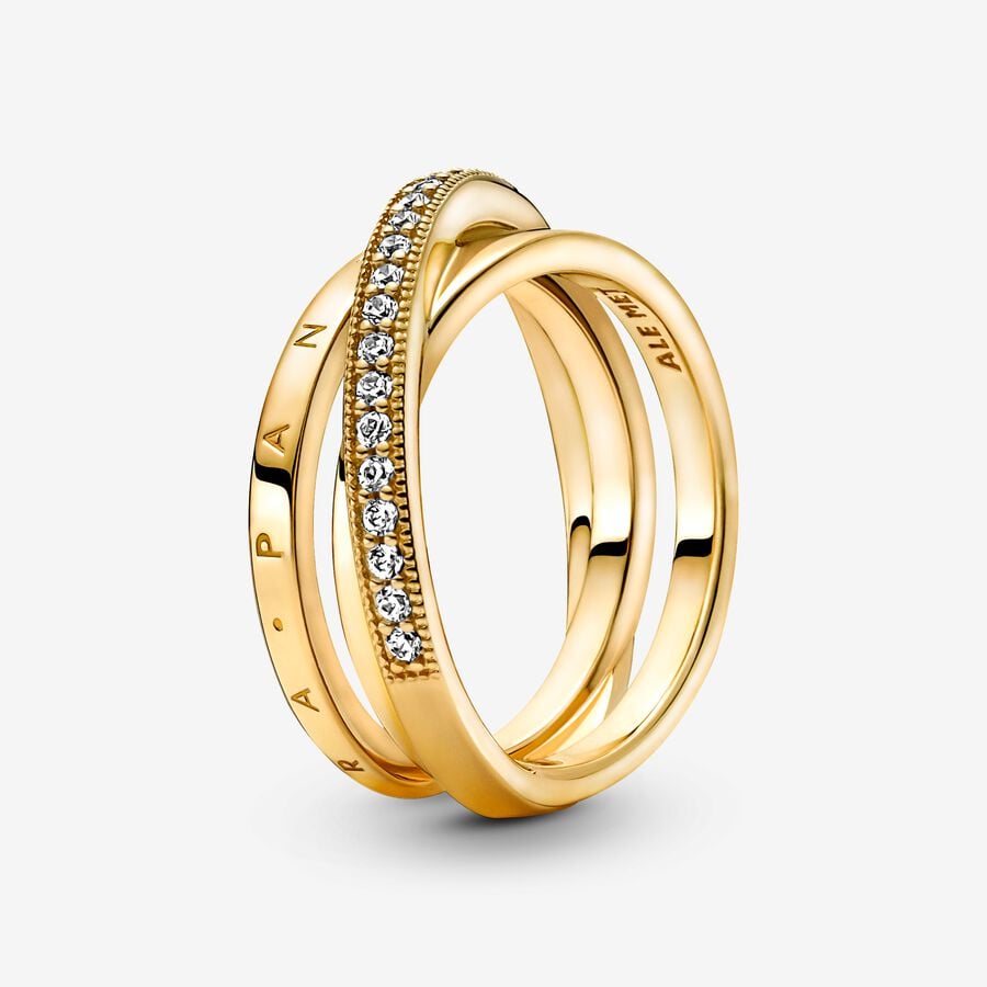 Pandora Crossover Pavé Triple Band Ring