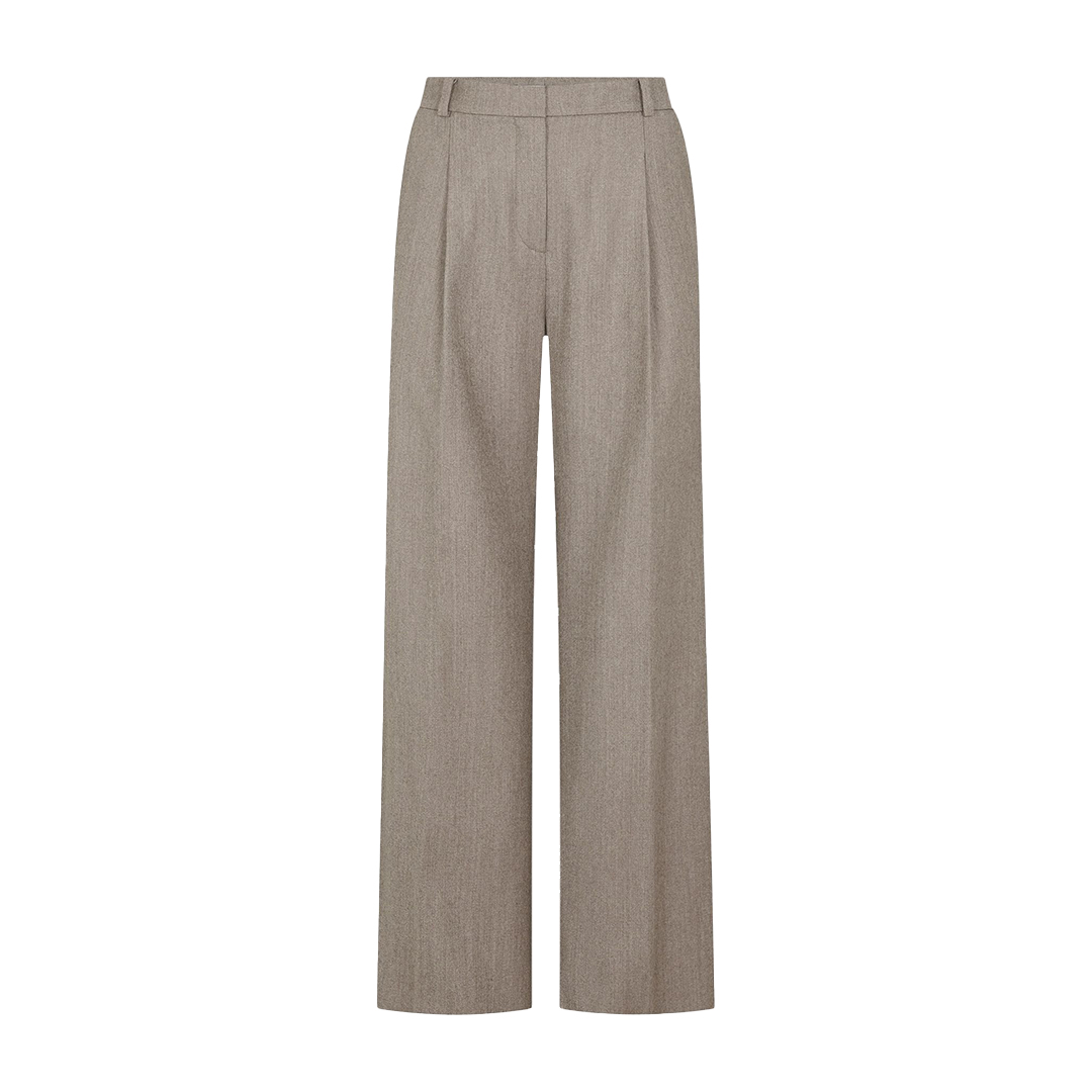Wide-Leg Pleated Wool Trousers