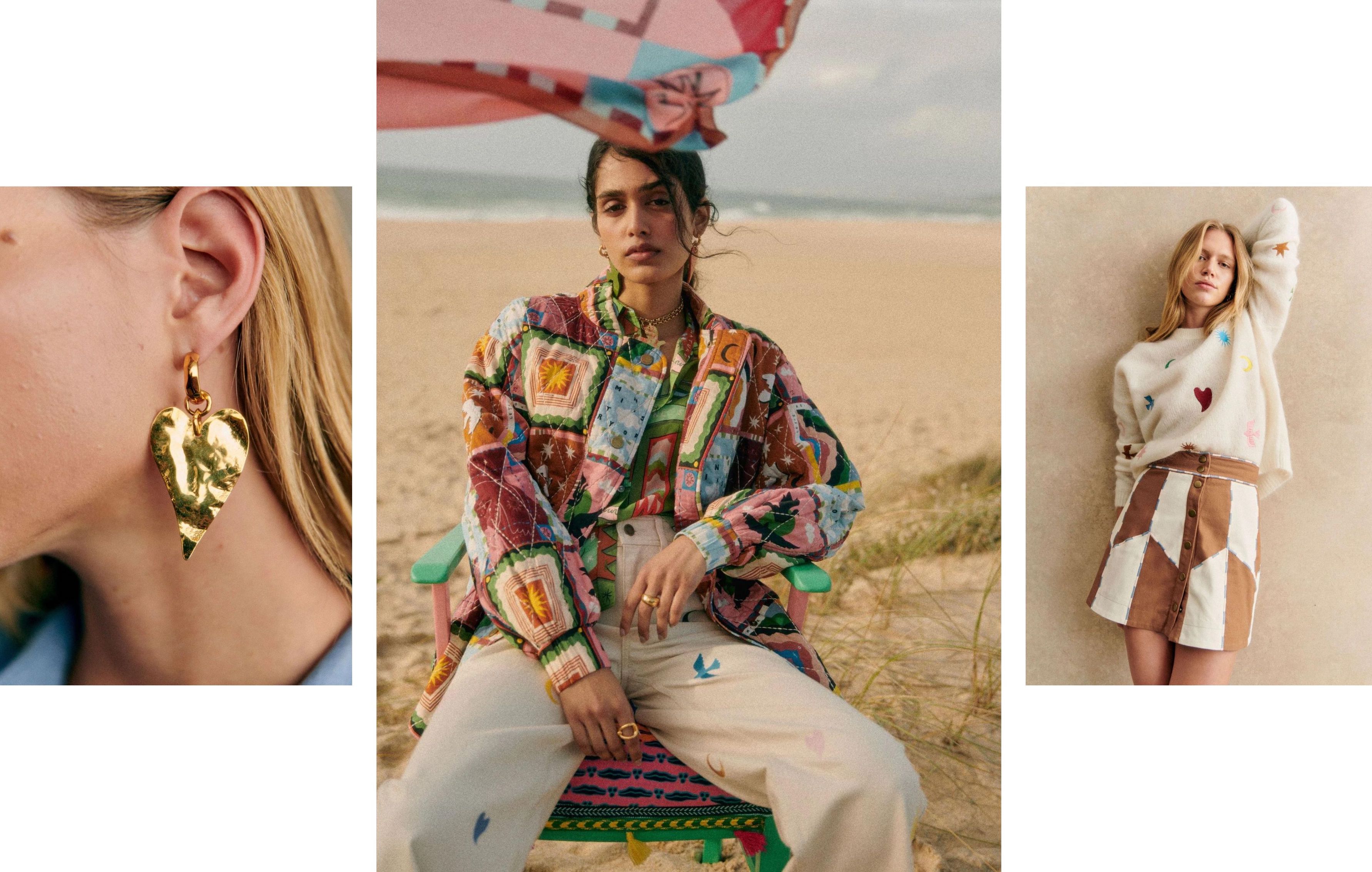 models wearing sezane x pangea collection