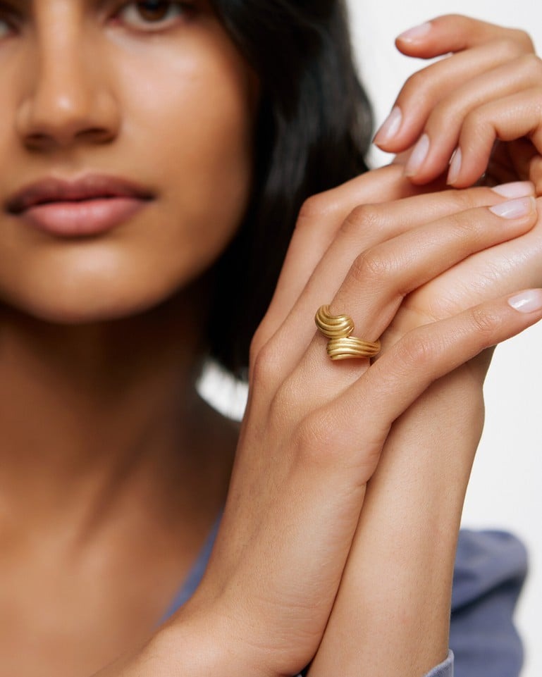 Maribel Sculptural Gold Plated Statement Ring