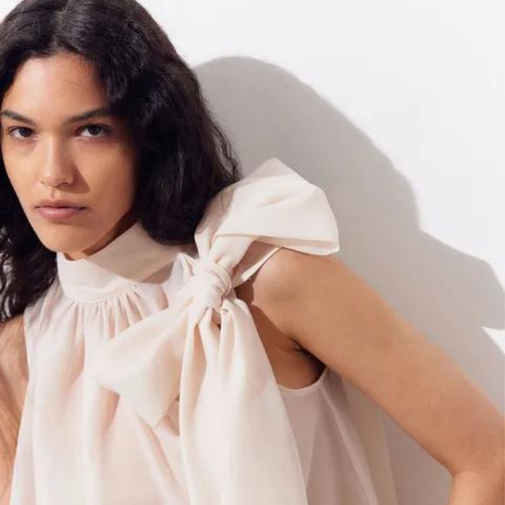 Bow-Detail Organza Blouse