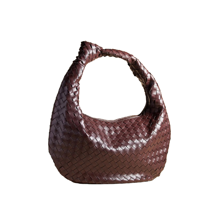 The Brigitte Woven Faux-Leather Shoulder Bag