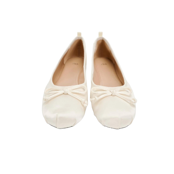 Fabric Ballerinas With Bow