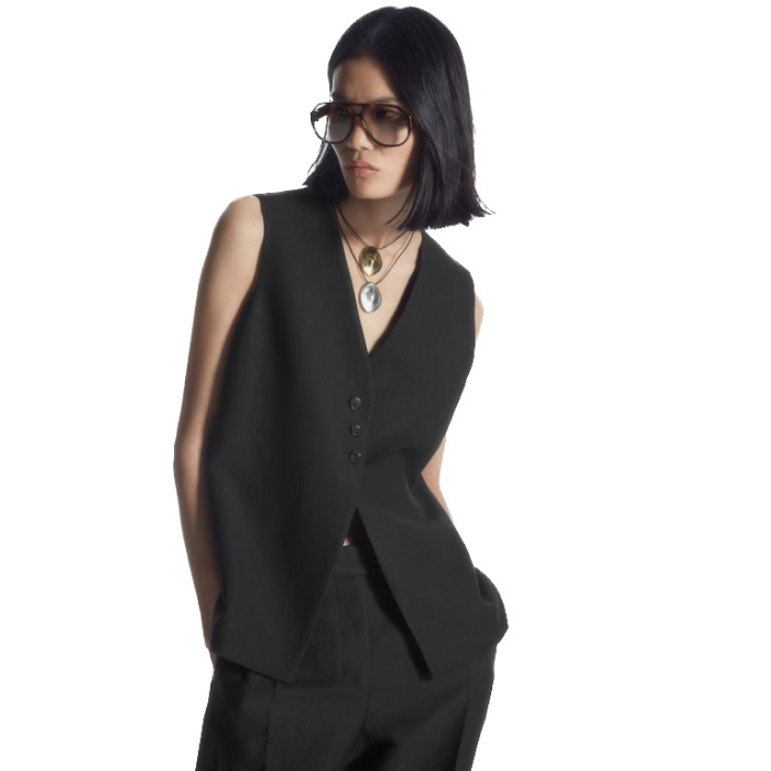 Longline Linen-Blend Waistcoat