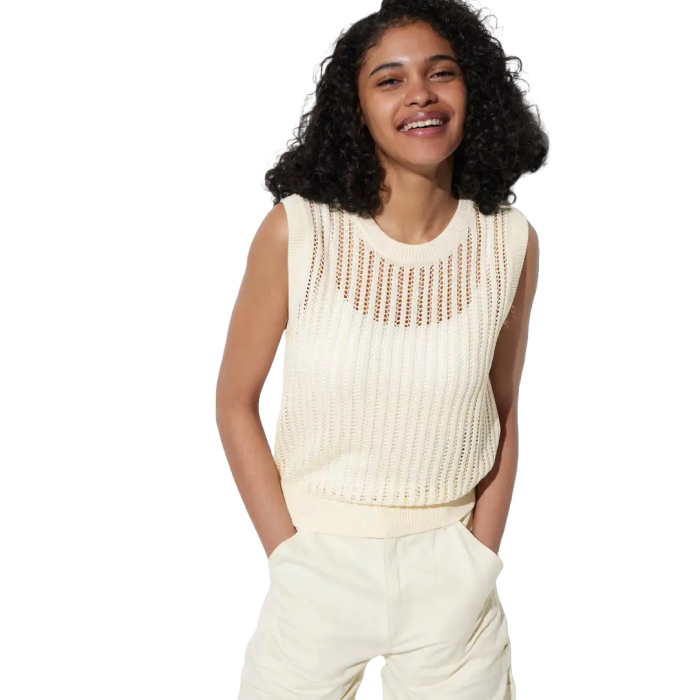 Mesh Crew Neck Sleeveless Short Jumper