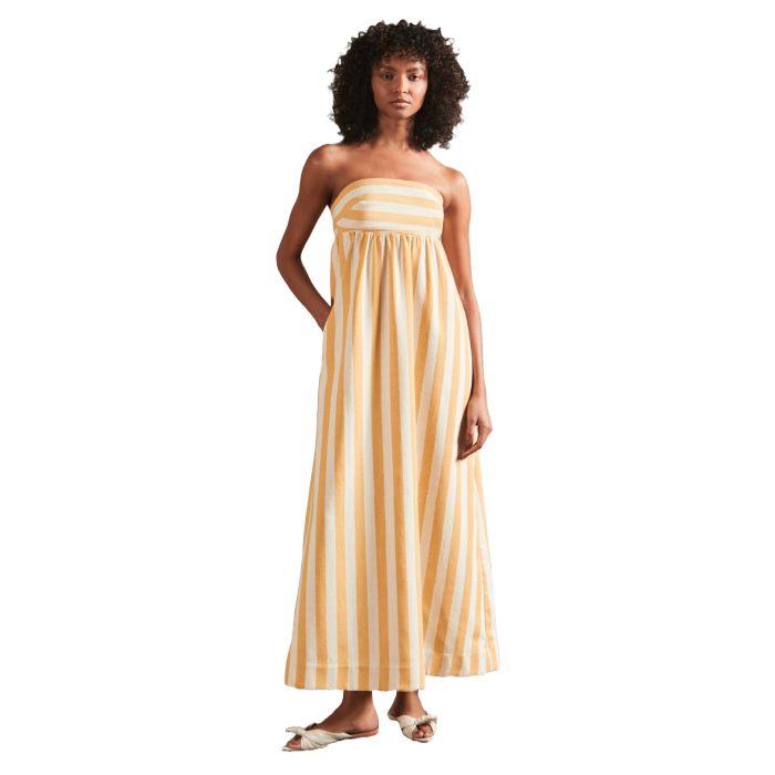 Riviera Striped Strapless Long Dress
