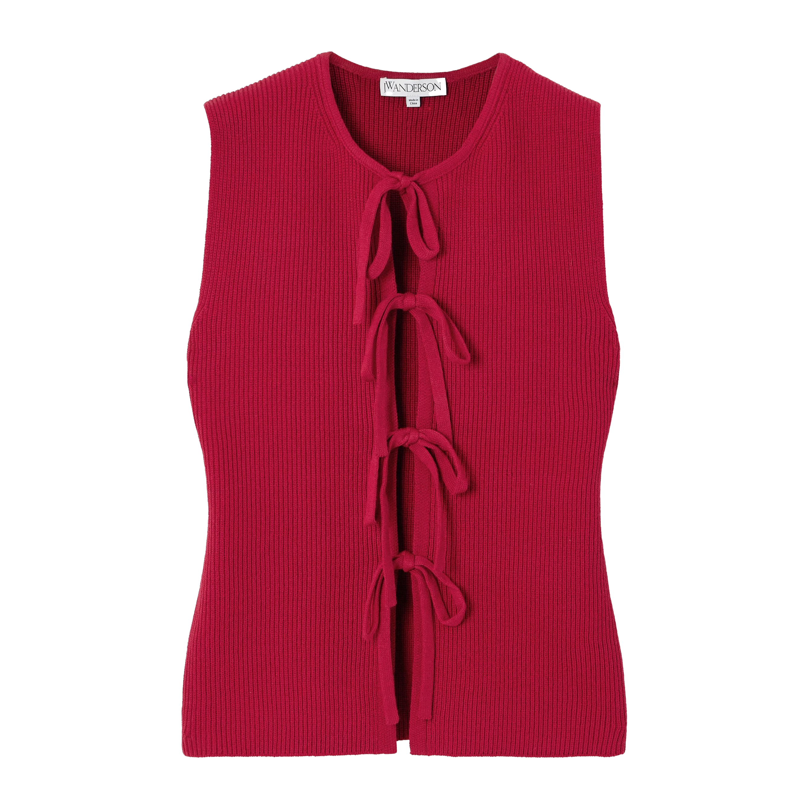 Tie-Detailed Ribbed Cotton-Blend Top