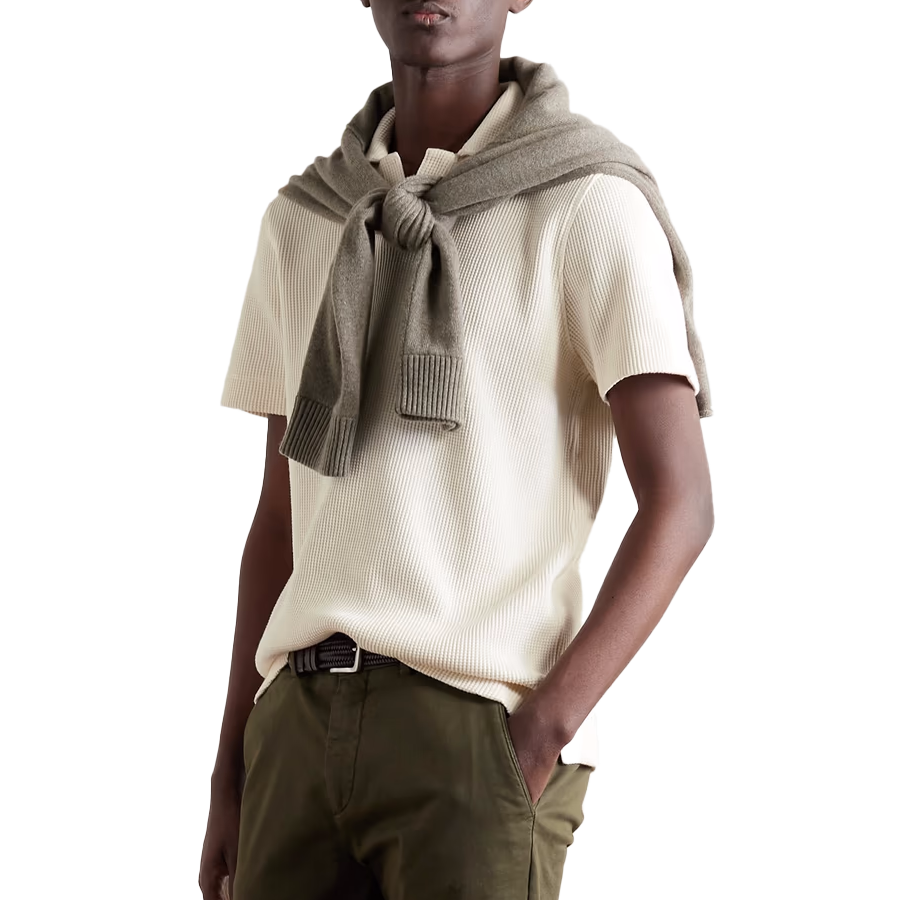 Waffle-Knit Organic Cotton Polo Shirt