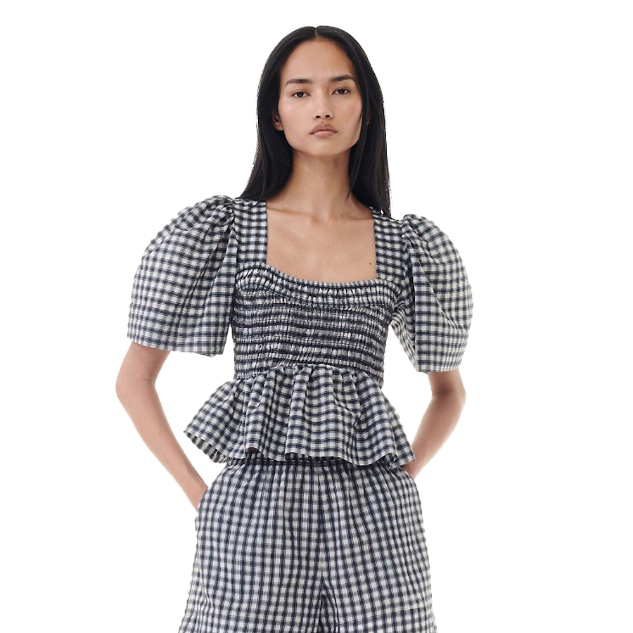 Seersucker Check Blouse