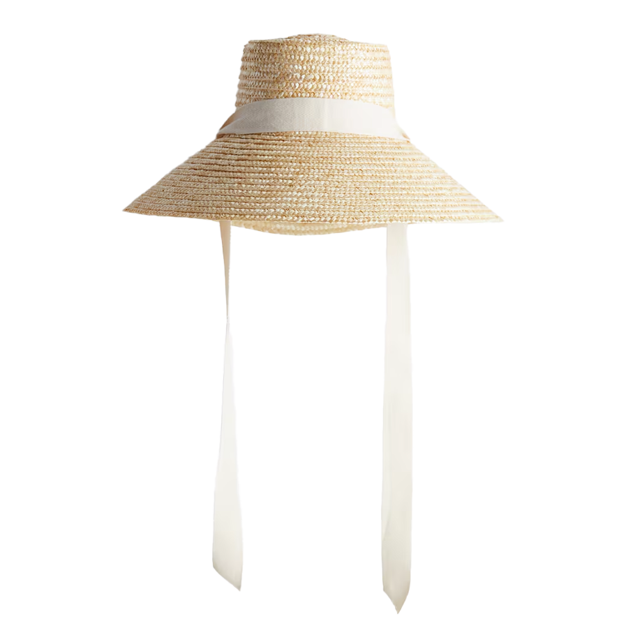 Strap-Detail Straw Hat