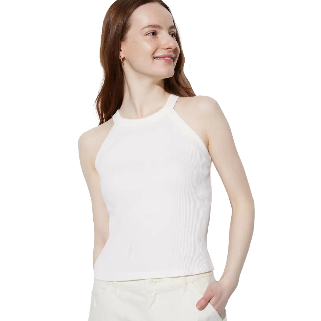 Halter neck Ribbed Cropped Bra Top