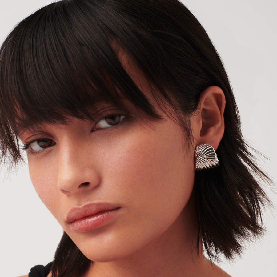 Ripple silver-plated stud earrings