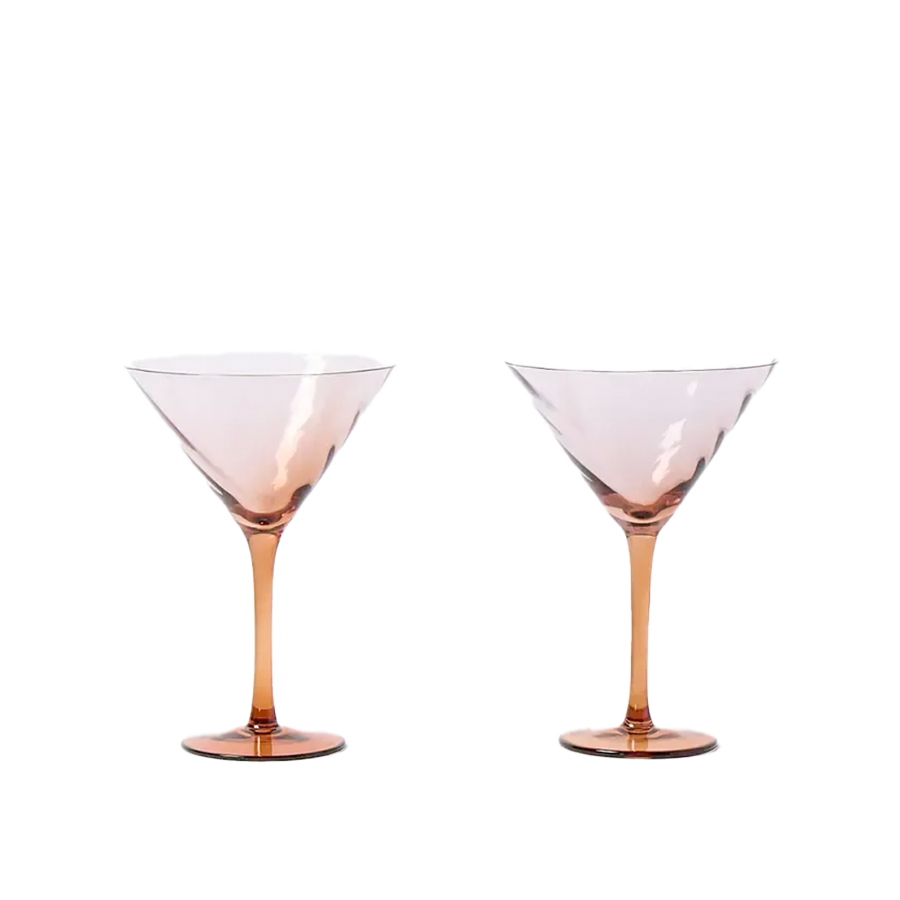 Java Pink Ombre Glass Martini Glasses Set of Two