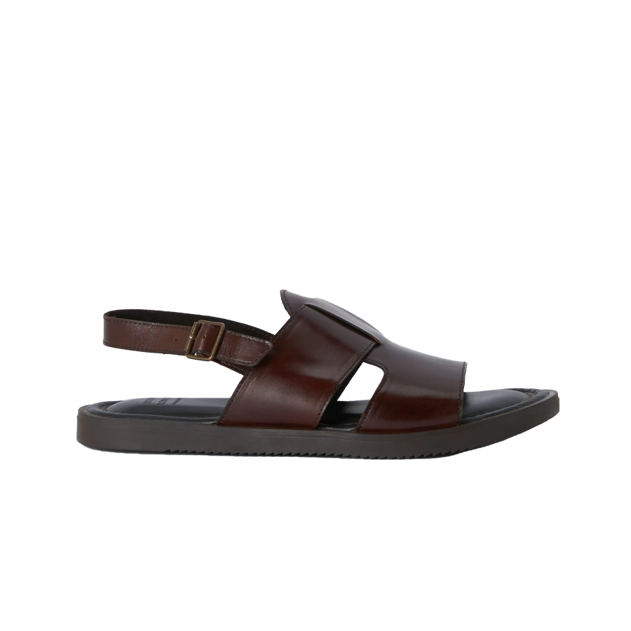 Brown Leather Double Strap Sandals