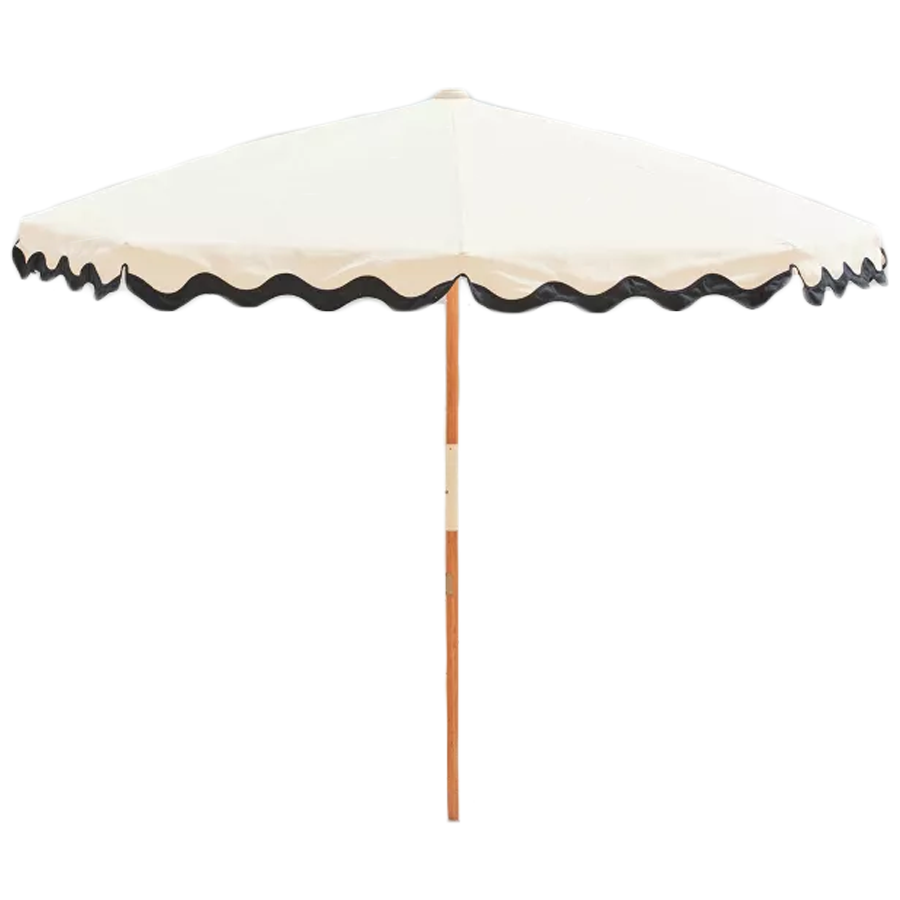 Amalfi scalloped-trim cotton and wood umbrella