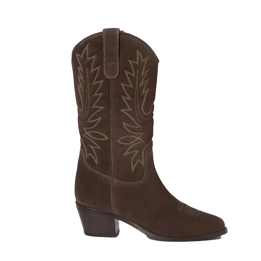 Embroidered Suede Boots
